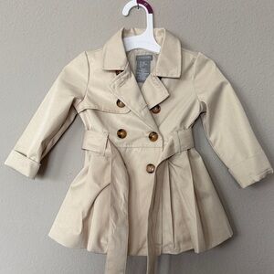 Tahari Baby Girl Beige Double-Breasted Trench Coat Sz 18 months